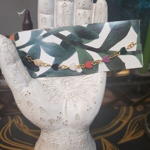 Handmade Gold Genuine Semi-Precious Stones Heart Bracelet